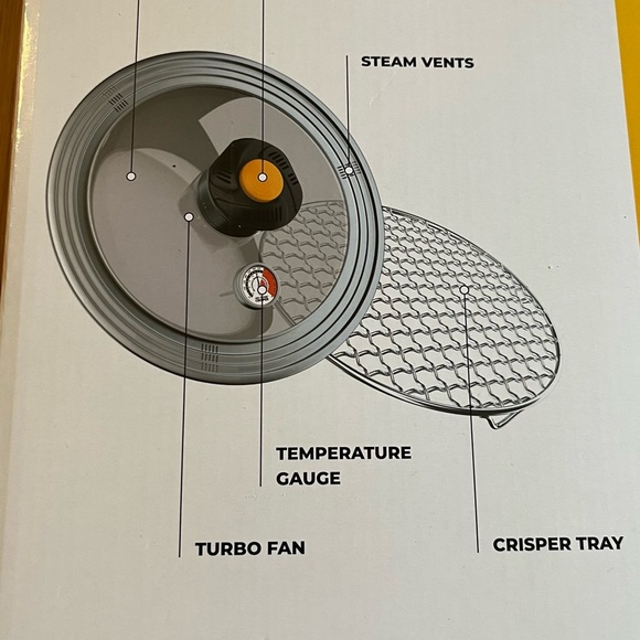 Air Whirl crisper Air Fryer Lid . tempered glass/stainless steel. - Picture 14 of 15